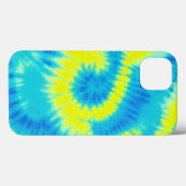 Blauwe en Gele Tie Dye Telefoon Case (Achterkant (horizontaal))