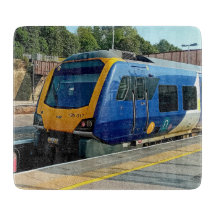 Blauwe en gele trein