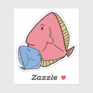 Blauwe en gele vis sticker