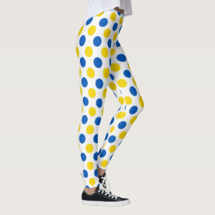 Blauwe en gele vlagkleuren Poolse stippen Leggings