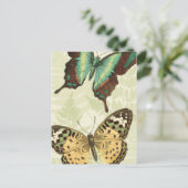 Blauwe en gele vlinder briefkaart (Staand voorkant)