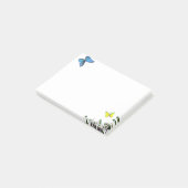 Blauwe en gele vlinders en kleine bloemen post-it® notes (Schuin)