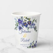 Blauwe en gele waterverf papieren bekers (Voorkant)