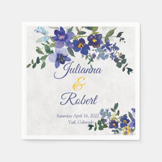 Blauwe en gele waterverf servet (Voorkant)