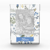 Blauwe en gele wilde bloemen fotoblokken (Voorkant)