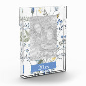 Blauwe en gele wilde bloemen fotoblokken (Links)