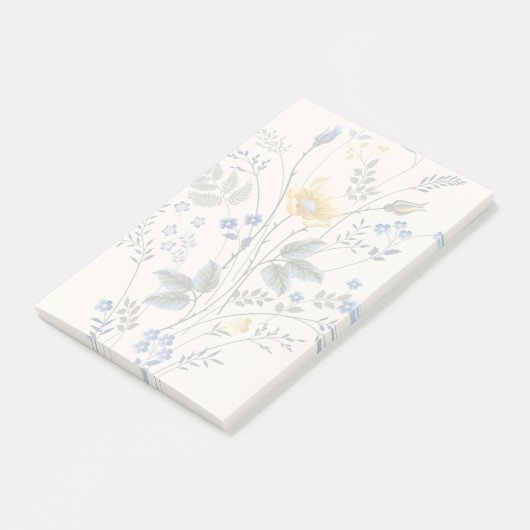 Blauwe en gele wilde bloemen post-it® notes (Schuin)