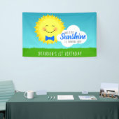 Blauwe en gele zonneschijn Birthday Party Spandoek (Beurs)