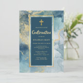 Blauwe en goudbevestigingen kaart (Staand voorkant)