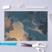 Blauwe en goudbloemen,  tissuepapier (Craft)