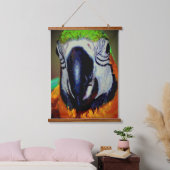 Blauwe en gouden ara papegaai gezicht Abstracte ku Hangend Wandkleed (Slaapkamer)