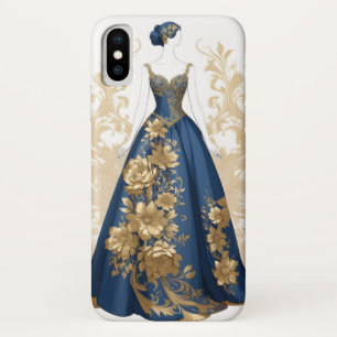 Blauwe en gouden balzaal jurk iPhone x hoesje