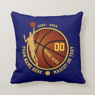 Blauwe en gouden Basketball Pillow Kussen