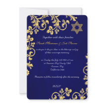Blauwe en gouden brocade Joodse bruiloft