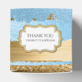 Blauwe en gouden Faux Paint en Glitter Favor Box Bedankdoosjes (Bovenkant)