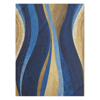 Blauwe en gouden golven tafelkleed