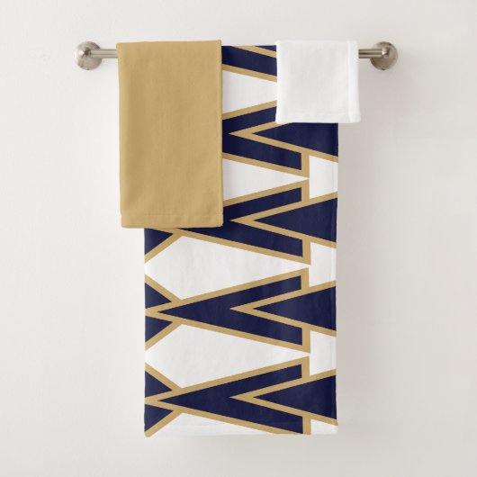 Blauwe en gouden handdoekset bad handdoek (Insitu)