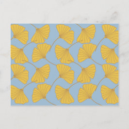 Blauwe en gouden Herfst Ginkgo Ginko Biloba Leaves Briefkaart