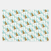 Blauwe en gouden kerstbomen inpakpapier vel (Voorkant 2)