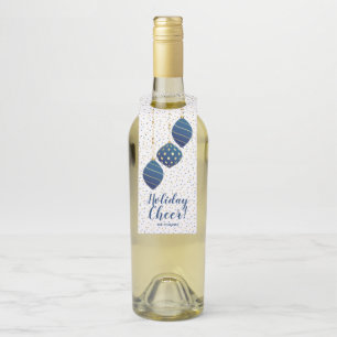 Blauwe en gouden kerstfeestdagen flessenhanger