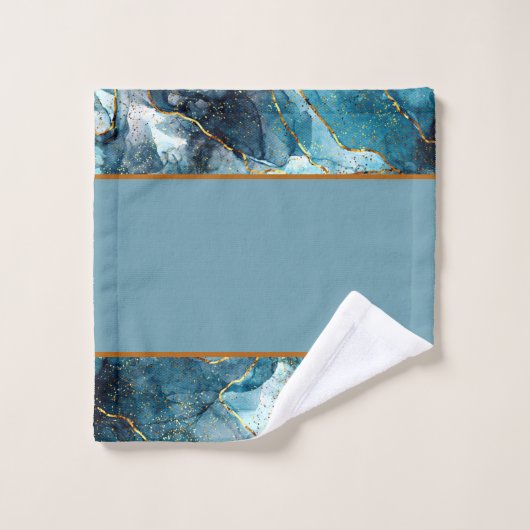 Blauwe en gouden keukenbadhanddoekjes bad handdoek (Wasdoekje)