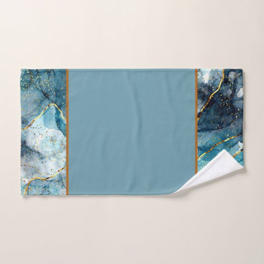 Blauwe en gouden keukenbadhanddoekjes bad handdoek (Handdoek)