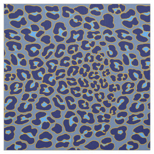 Blauwe en gouden luipaard print stof