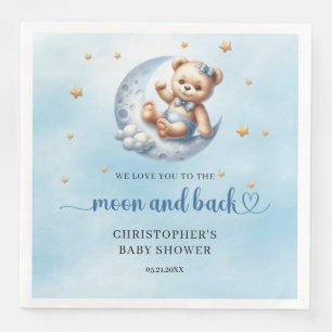 Blauwe en gouden maan en teddybeer servet