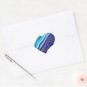 Blauwe en gouden marmer-kunst hart sticker (Envelop)