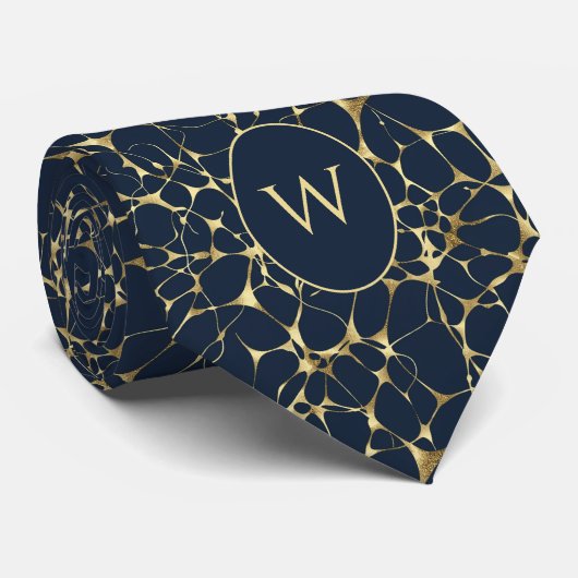 Blauwe en gouden neuronen stropdas (Opgerold)