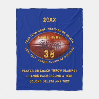 Blauwe en gouden persoonlijke Footballs Fleece Deken