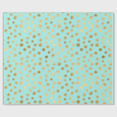 Blauwe en Gouden Polka Dots Cadeaupapier (Vlak)