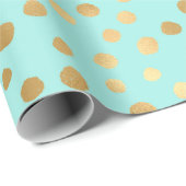 Blauwe en Gouden Polka Dots Cadeaupapier (Rol Hoek)