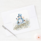 Blauwe en gouden sneeuwpop Stickers (Envelop)