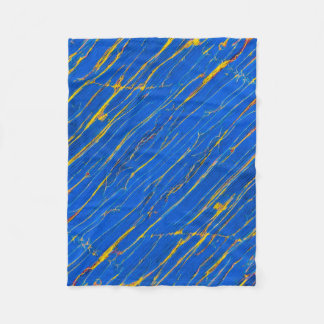 Blauwe en gouden strepen fleece deken