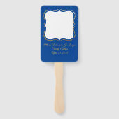 Blauwe en gouden veilingpeddel handwaaier (Achterkant)