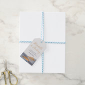 Blauwe en gouden Waterverf Cadeaulabel (Met Touw)