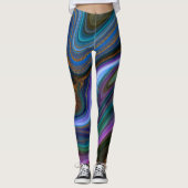 Blauwe en goudglitter marmer leggings (Voorkant)