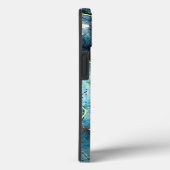 Blauwe en goudglittermarmer Case-Mate iPhone case (Achterkant / Rechts)