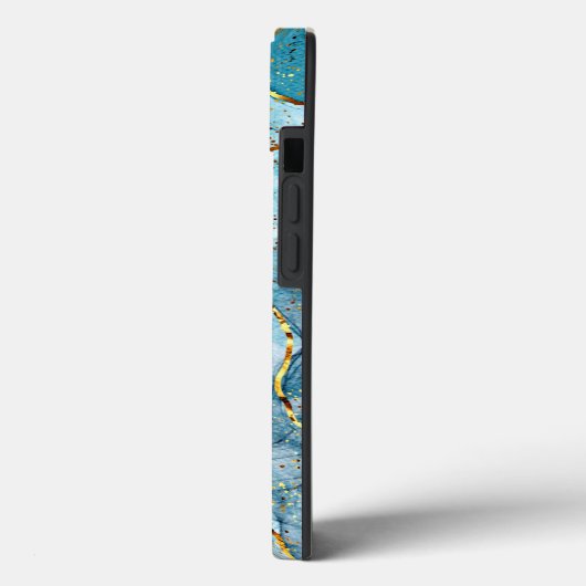 Blauwe en goudglittermarmer Case-Mate iPhone case (Achterkant / Links)