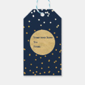 Blauwe en goudkleurige Confetti Stippen - Moderne Cadeaulabel (Voorkant)