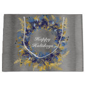 Blauwe en goudkleurige schaar groot cadeauzakje (Voorkant)