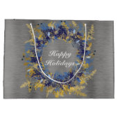 Blauwe en goudkleurige schaar groot cadeauzakje (Achterkant)