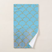 Blauwe en goudkleurige Shimmer Mermaid Scales Bad Handdoek (Handdoek)