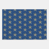 Blauwe en goudmakreel Nautical Stripe Inpakpapier Vel (Voorkant)