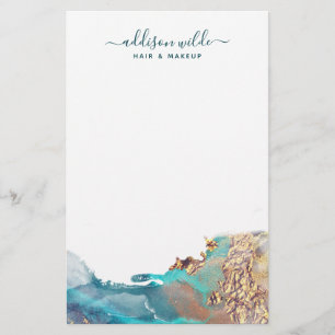 Blauwe en goudmatige kunst Vloeibare Waterverf Ink Briefpapier