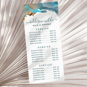 Blauwe en goudmatige kunst Vloeibare Waterverf Ink Reclamekaart