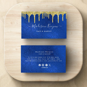 Blauwe en goudmatige kunst Vloeibare Waterverf Ink Visitekaartje