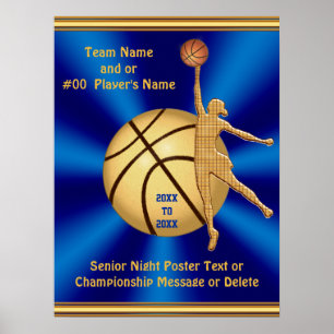 Blauwe en goudmeisjes Basketball-Posters Poster