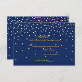 Blauwe en goudolie Confetti Stippen Bindende RSVP  (Voorkant / Achterkant)
